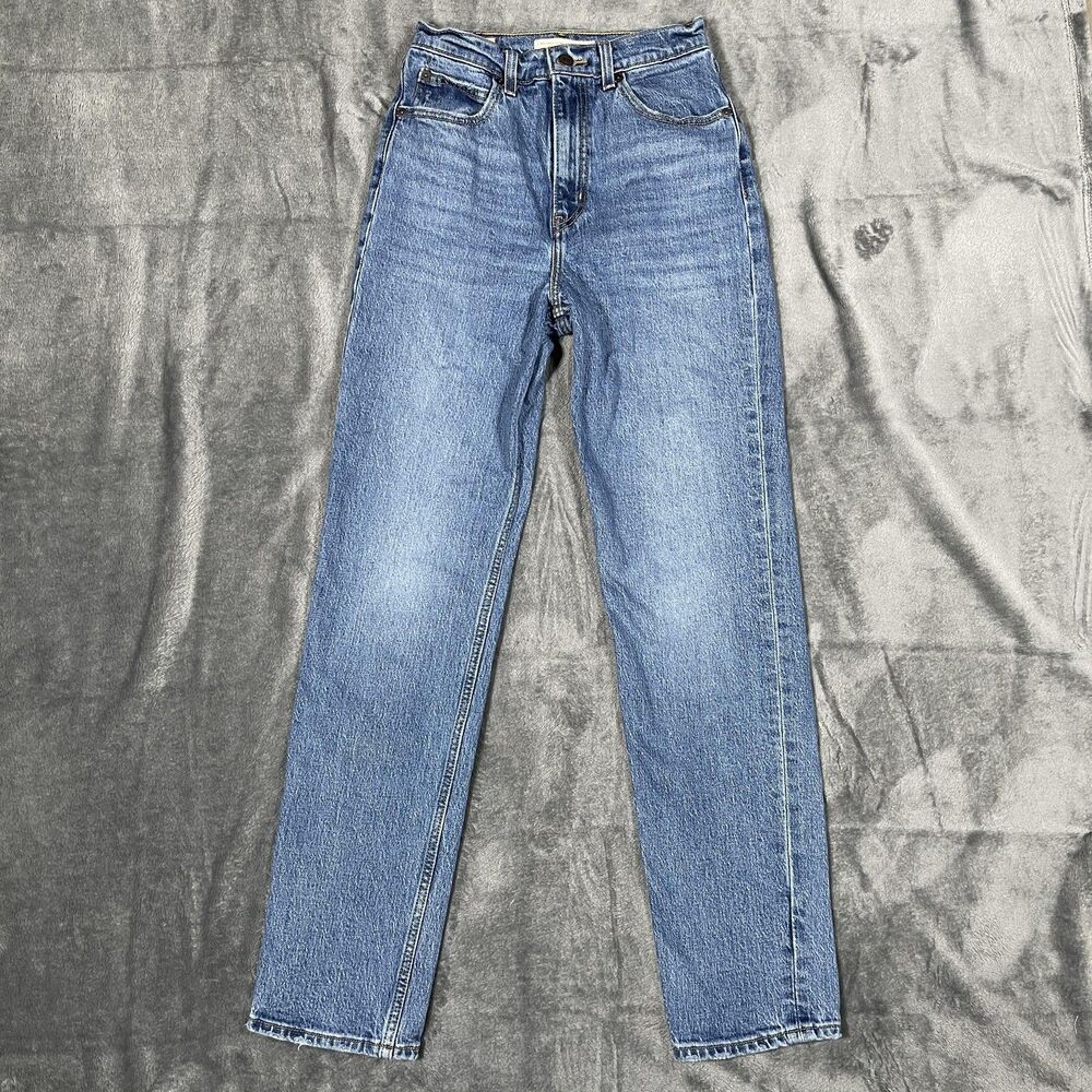 Levi's Jeans Womens W25 L31 Blue Medium Wash High Slim Straight Denim Fit